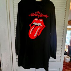 Black Hoodie Oversized with Red Rolling Stones Logo Size Small